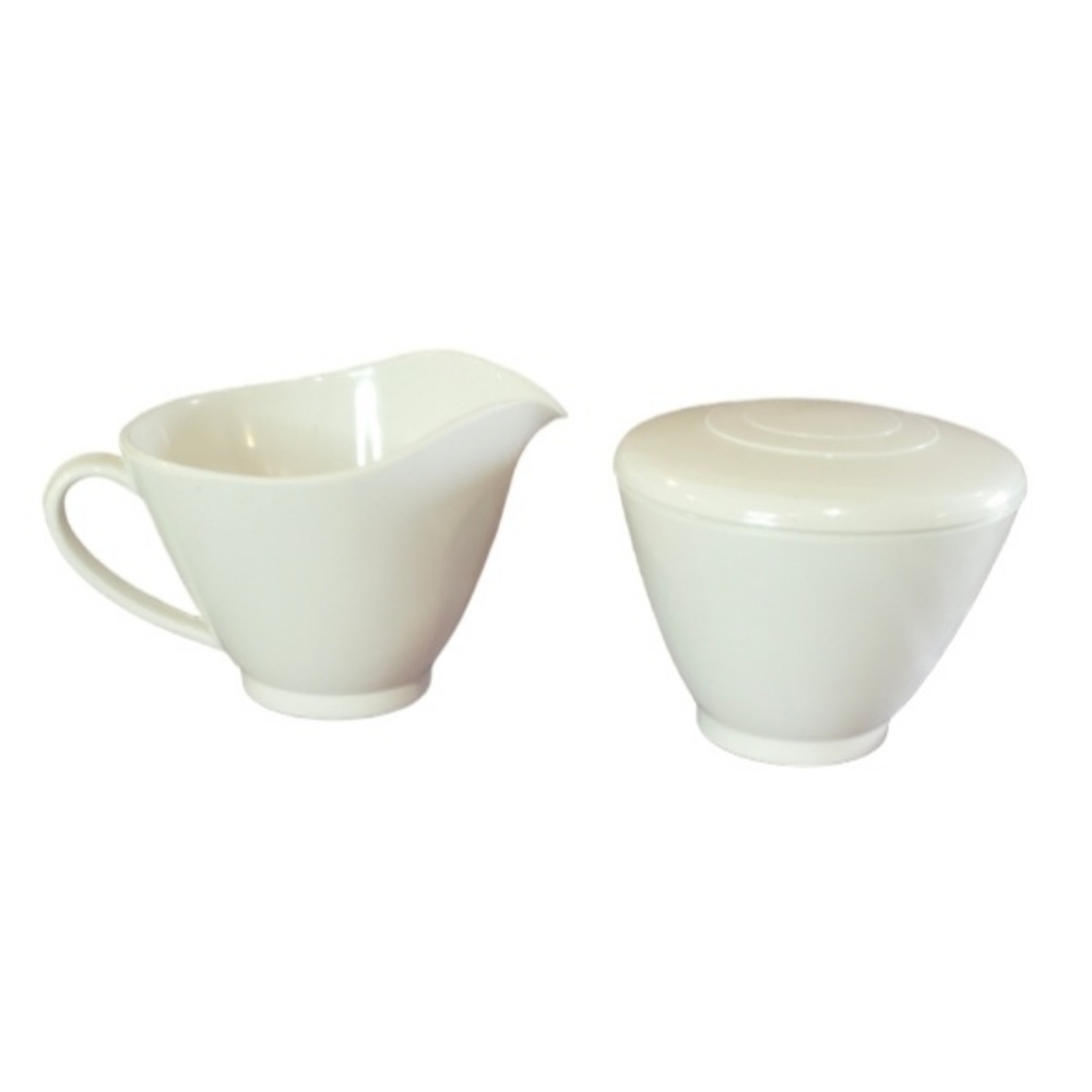 White Melamine Creamer and Sugar Bowl